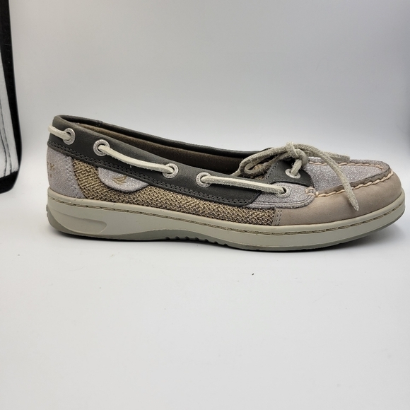 Sperry Top-Sider Womens 5M Angelfish 2-Eye Boat Shoes Sparkle Grey - Picture 5 of 9